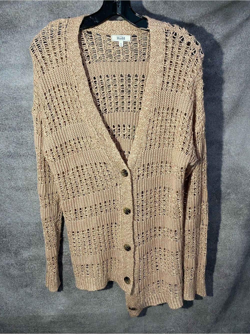 Mudd Vintage Y2K Open-Knit Lightweight Button-Up Cardigan Sweater XL